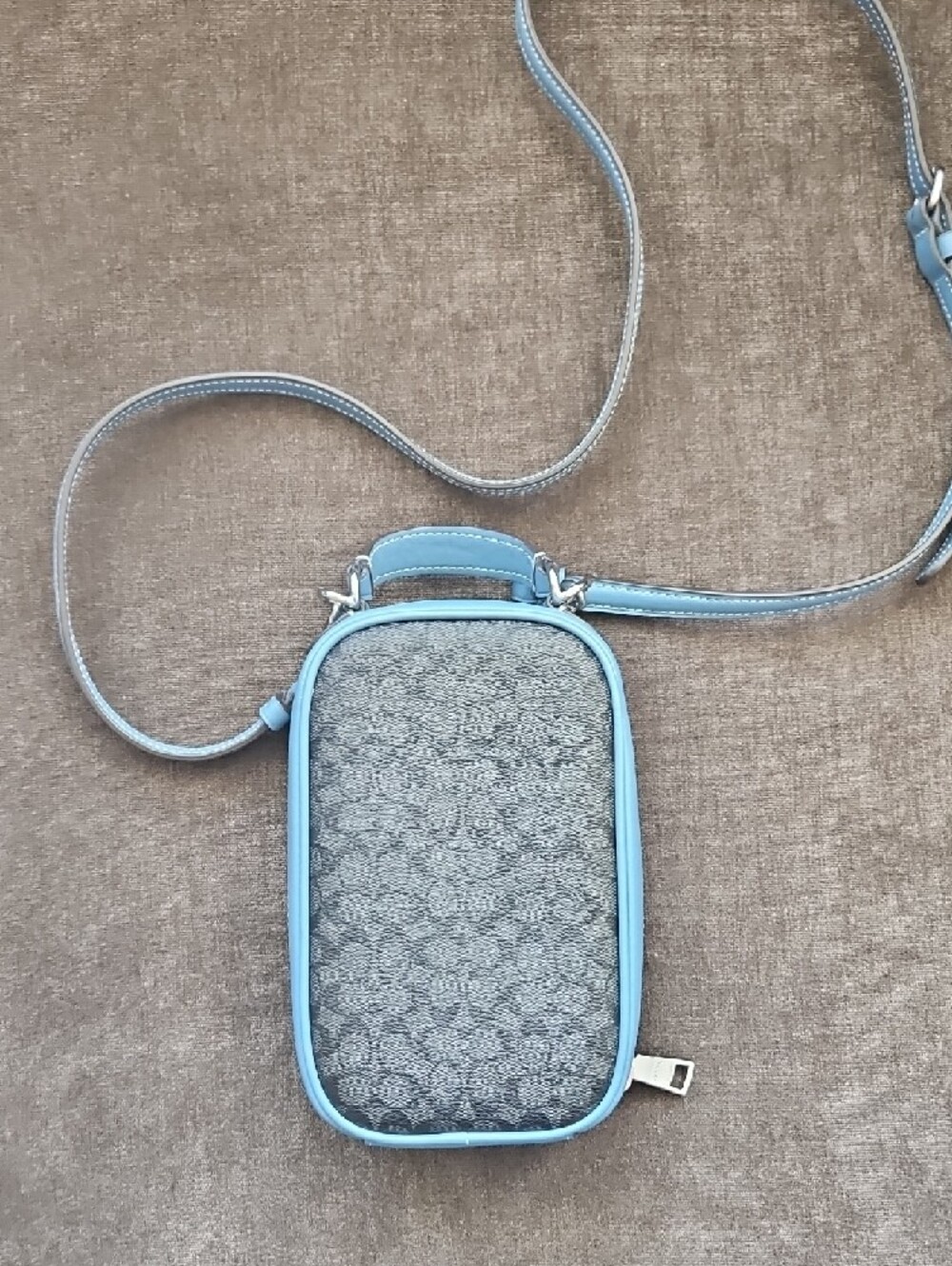 Coach Black Signature Crossbody with Light Blue Trim - Picture 3 of 8